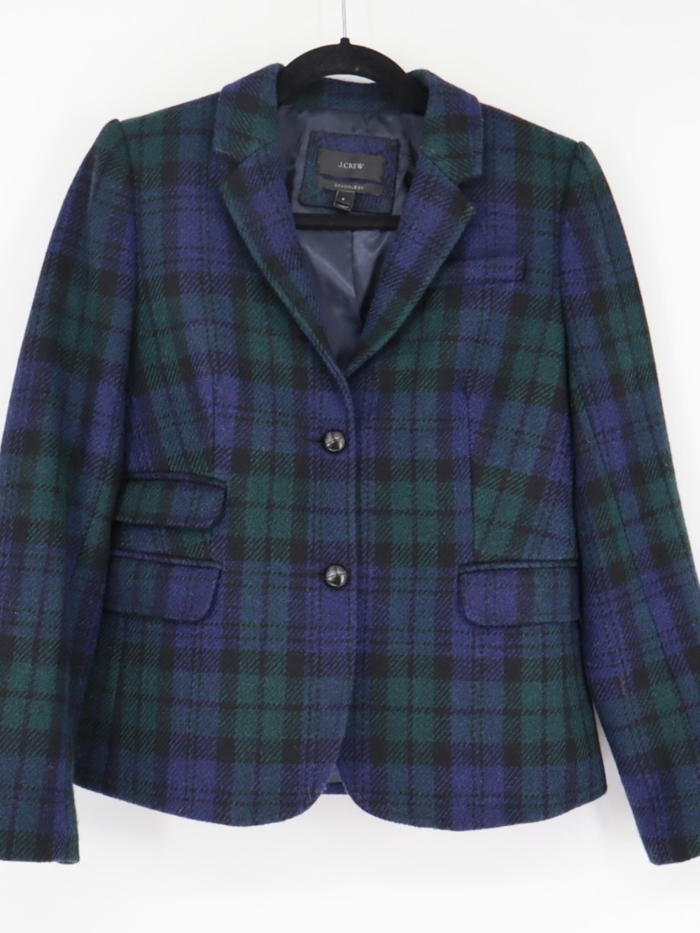 J.Crew Schoolboy Blazer Women’s 8 Black Watch Plaid 100% Wool Tartan Preppy - Picture 2 of 16
